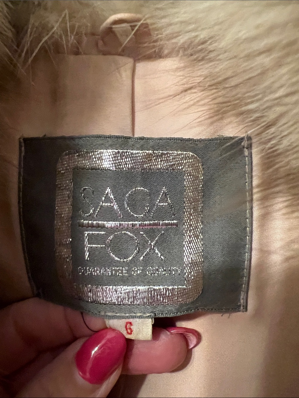 Saga Furs Long Cream Fur Coat - Picture 2 of 7